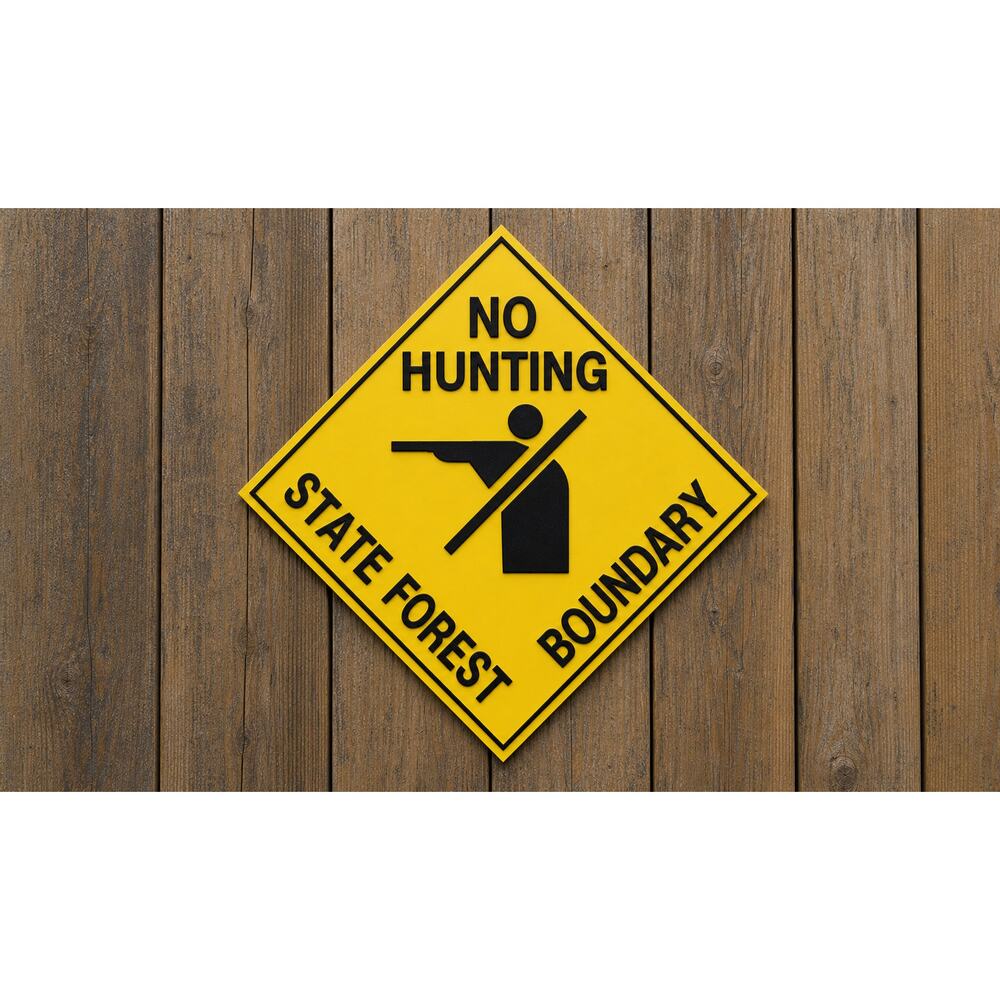 No Hunting State Forest Boundary Sign DNR Environmental Protection Fish Game